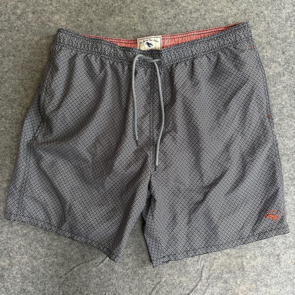 Ted Baker Swim Trunks Shorts Mens XL (7) Blue Geometric Lobster Lined Drawstring